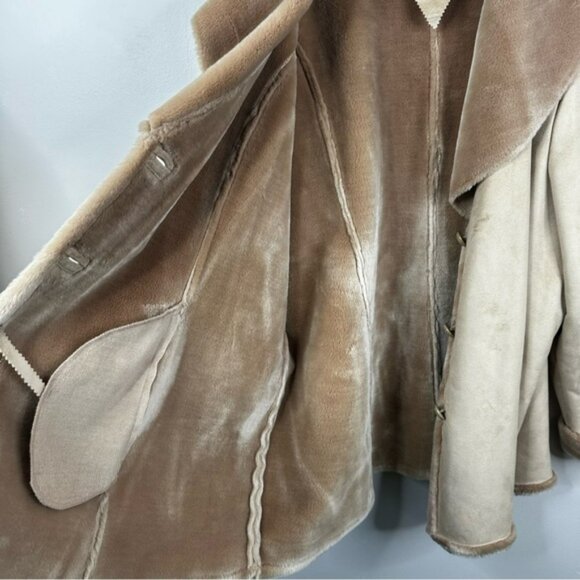 Marvin Richards Vintage Faux Suede and Fur Coat Tan Neutral Womens 4X - Picture 5 of 11